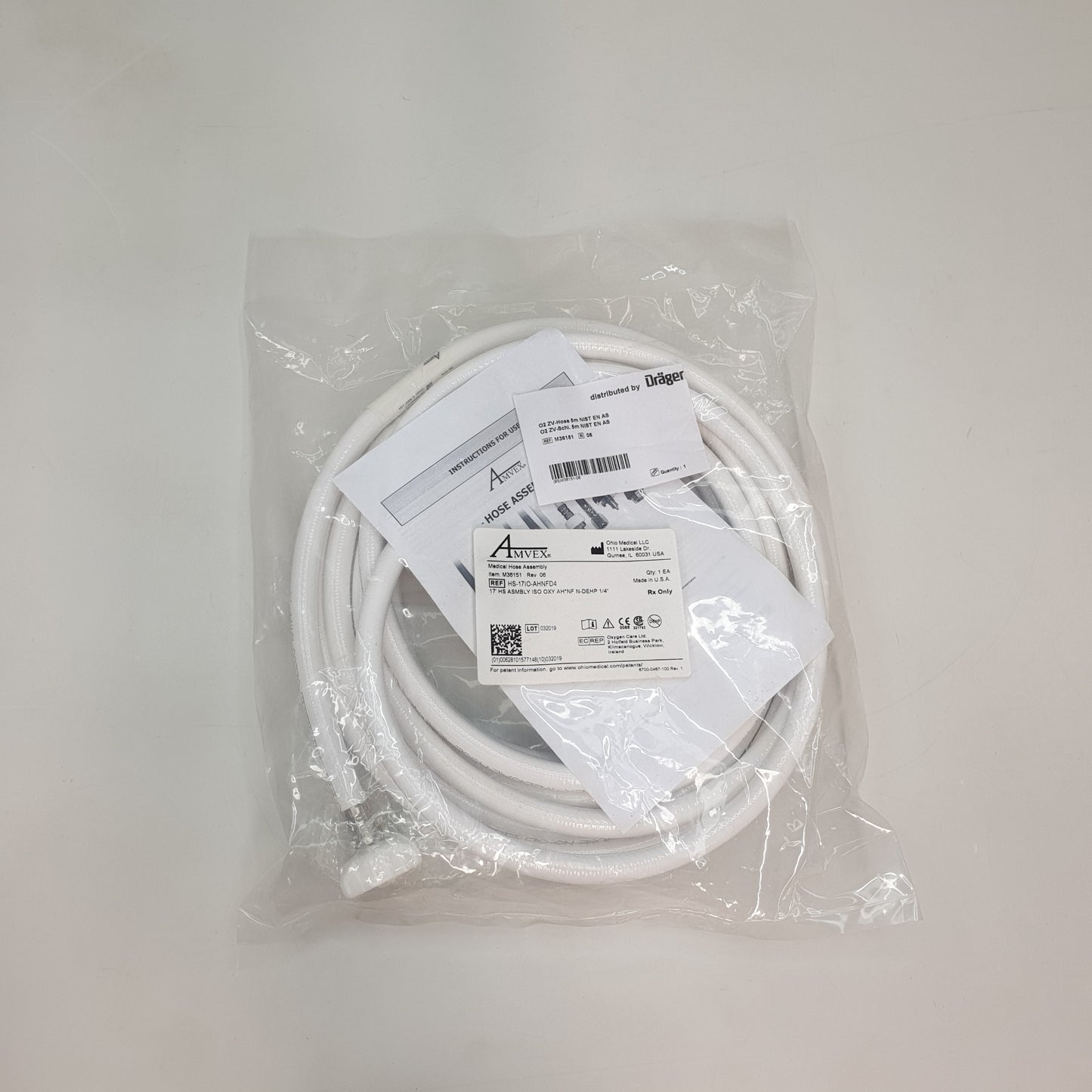 Drager 02 ZV-Hose 5m NIST EN AS Medical Oxygen Hose [New/Unused]